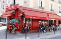 View of typical cafe in Paris. Montmartre area is most popular destinations in Paris, has lots of cozy cafes