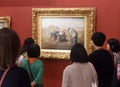 Paris, France - August 29, 2019: Visitors near the Gleaners Des glaneuses1857 by Jean-FranÃÂ§ois Millet painting in Museum d`