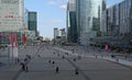 Paris, France - August 18, 2018: wide square and big skyscrapers