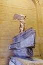 PARIS, FRANCE - August 18, 2017: The Winged Victory of Samothrace Nike of Samothrace statue in the Louvre Museum Royalty Free Stock Photo