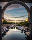 Boats on canal and July Column in Paris