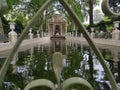 Luxembourg gardens and palace with puffy clouds in Paris, France Royalty Free Stock Photo