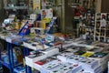 Paris, France, 09.10.2019: Books on a street counter in a European city