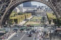The Champ de Mars view under the Eiffel Tower in Paris