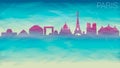 Paris France City Europe Skyline Vector City Silhouette. Broken Glass Abstract Geometric Dynamic Textured. Banner Background. Colo Royalty Free Stock Photo