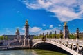 Paris France, at Seine River with Pont Alexandre III bridge Royalty Free Stock Photo