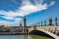 Paris France, Pont Alexandre III bridge with autumn foliage season Royalty Free Stock Photo