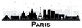 Paris France City Skyline Silhouette with Black Buildings Isolated on White Royalty Free Stock Photo
