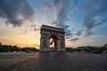 Paris France, sunset at Arc de Triomphe and Champs Elysees Royalty Free Stock Photo