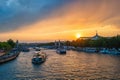 Paris France, city skyline sunset at Seine River Royalty Free Stock Photo