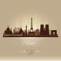 Paris France city skyline vector silhouette