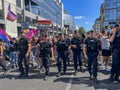 Paris, France, Crowd People Marching in Gay Pride, LGBTQI+, 2023, French Police Marching