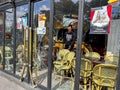 Paris, France, Damage to CIty After Anti-Government, Anti-Macron, Anti-Retirement Law Reform Demonstrations, French Cafe Windows B