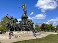 Paris, France, Damage to CIty After Anti-Government, Anti-Macron, Anti-Retirement Law Reform Demonstrations, Statue, Place de la