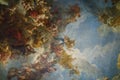 PARIS, FRANCE - Dec 06, 2018: Interior shot of wall painted fresco, in versailles palace, france