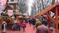 PARIS, FRANCE - DECEMBER, 31. Christmas and New Year market traditional food stalls