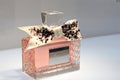 A close up of perfumes` jar at the famous exhibition Christian Dior, Designer of Dreams