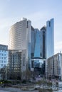 Paris, France - December 8: Headquarter of Societe General bank in La Defense area during sunset