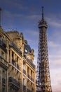 Nice view of Eiffel tower with Haussmann building in Paris Royalty Free Stock Photo