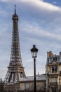 Nice view of Eiffel tower with Haussmann building in Paris Royalty Free Stock Photo