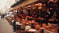 PARIS, FRANCE - DECEMBER, 31, 2016. Parisian cafe Atlas with awnings Royalty Free Stock Photo