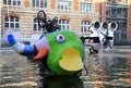 PARIS, FRANCE -17 DECEMBER 2011: The Stravinsky Fountain near the Centre Georges Pompidou Royalty Free Stock Photo