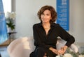 PARIS,FRANCE-DECEMBER 21,2021: UNESCO Director-General Audrey Azoulay during an interview with Russian television Royalty Free Stock Photo