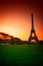 Paris (France) - Eiffel Tower after Sunset Royalty Free Stock Photo