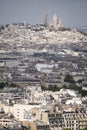 Paris, France, Europe, aerial view, Montmartre, hill, Sacre Coeur, Sacred Heart, skyline, city Royalty Free Stock Photo