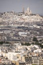 Paris, France, Europe, aerial view, Montmartre, hill, Sacre Coeur, Sacred Heart, skyline, city Royalty Free Stock Photo