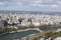 Paris, France, Europe, aerial view, river, Seine, Triumphal Arch of the Star, Arc de Triomphe, skyline Royalty Free Stock Photo