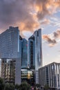 Extra wide view of the skyscrapers of La Defense in Paris Royalty Free Stock Photo