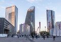 Extra wide view of the skyscrapers of La Defense in Paris Royalty Free Stock Photo