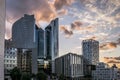 Extra wide view of the skyscrapers of La Defense in Paris Royalty Free Stock Photo