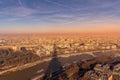 Paris France famous Eiffel Tower view during sunset from top of tower to city landmark Royalty Free Stock Photo