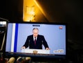 Russian President Vladimir Putin speaks during his annual meeting with the
