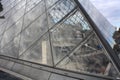 Building Louvre museum. Pyramids.