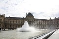 Building Louvre museum. Pyramids.