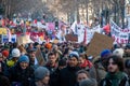 Crowd of French people protesting against the governement's retirement reform, Paris, France