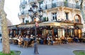 The traditional French restaurant Le Metro is located on Saint Germain Boulevard, in the 5th district of Paris. Royalty Free Stock Photo