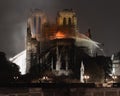 Notre dame de paris fire April 2019 Royalty Free Stock Photo