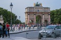 View of the Arc de triomphe du Carrousel. Sightseeing of Paris.