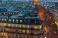 Paris, France, High Angle, Street Scene in City Center, Old Buildings, Lights at Night Royalty Free Stock Photo