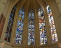 Indoors stained glass window church Chateau de Vincennes