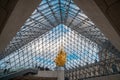 Paris, France - 17.01.2019: Interior of the Louvre Pyramid,  The pyramid structure was engineered by Nicolet Chartrand Knoll and Royalty Free Stock Photo