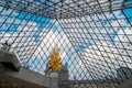 Paris, France - 17.01.2019: Interior of the Louvre Pyramid,  The pyramid structure was engineered by Nicolet Chartrand Knoll and Royalty Free Stock Photo