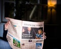 Financial Times newspaper with with title Democracy has prevailed Joe Biden new