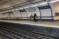 People waiting for metro at Concorde station, famous transport in Paris for rush hour, underground subway. concept Royalty Free Stock Photo