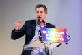 French left-wing politician FranÃ§ois Ruffin giving a speech at a rally