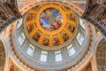 Dome over Emperor Napoleon Bonaparte`s tomb in Saint Louis Cathedral of Les Invalides museum complex in Paris, France Royalty Free Stock Photo